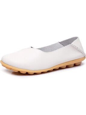 Women's Beige Polyurethane Round Toe Casual Venus Celia Walking Flat Loafer